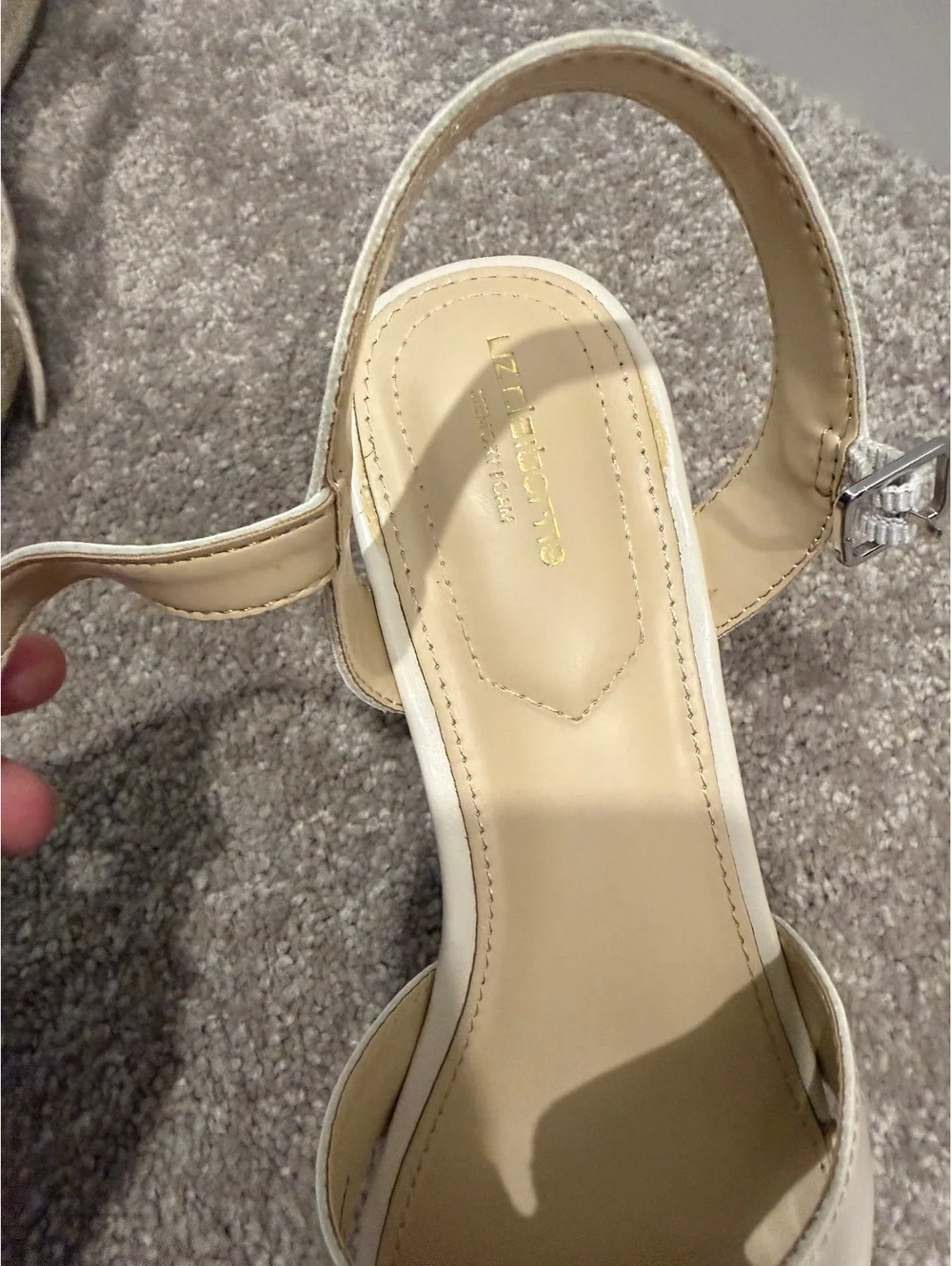 Liz Claiborne Women's Beige Leather Wedge Espadrille Sandals with Cork Heel, Sz